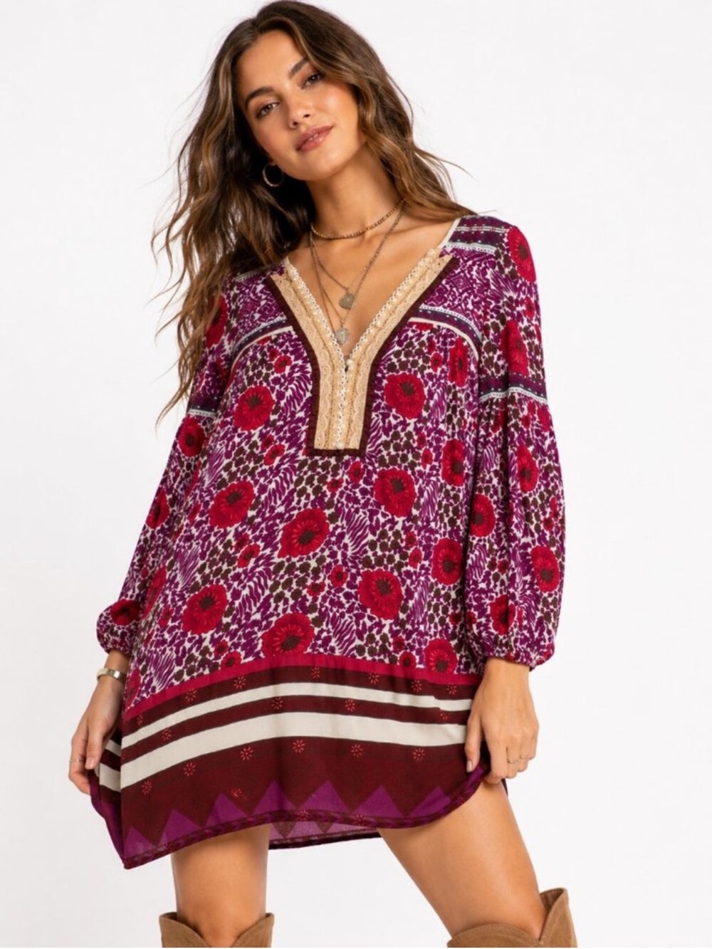 Free People Sweet Poland Poppy Tunic Size Medium